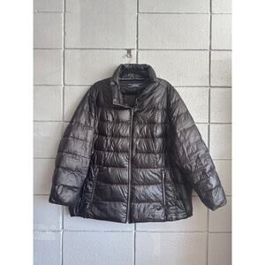 Lands End Wide Channel Quilted Puffer Jacker in Black size 2X